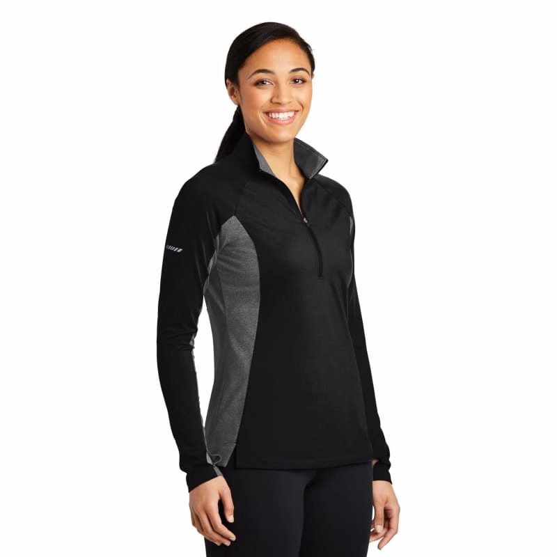 Sport-Tek Women's Sport-Wick Stretch Contrast 1/4-Zip Pullover.