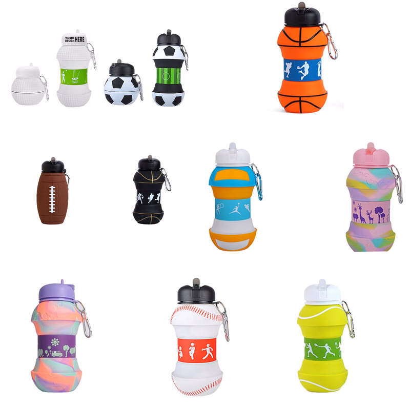 MOQ20 Outdoor Silicone Folding Eye-Catching Sports Kettle