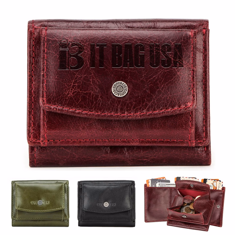 Genuine Leather RFID 3 fold Waterproof Street trend Wallet