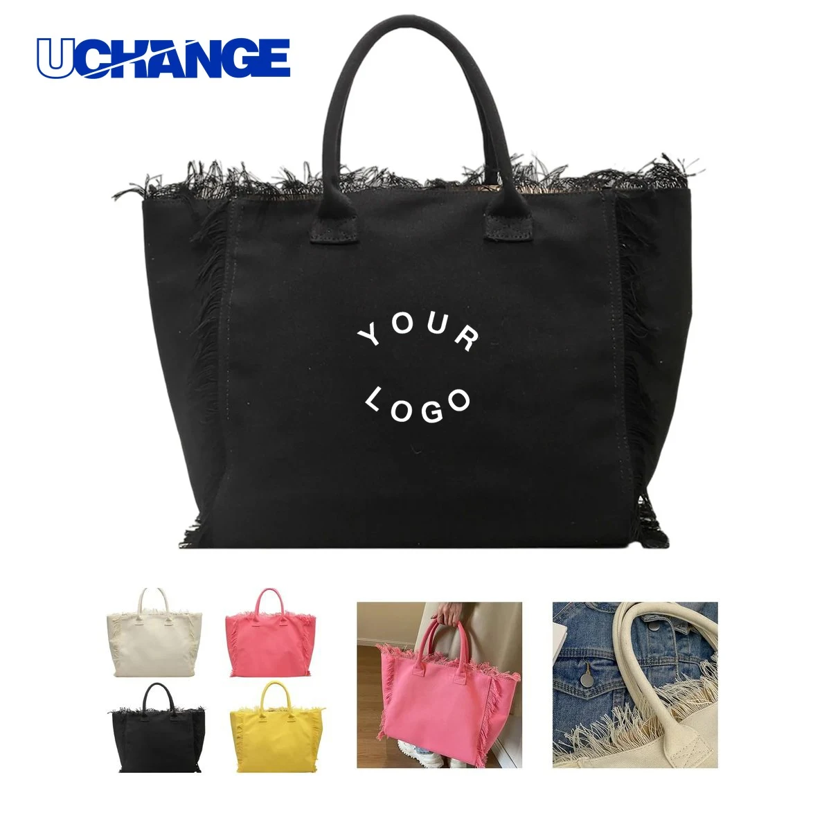 Polyester Fringe Tote Bag Carrier Large Capacity 1