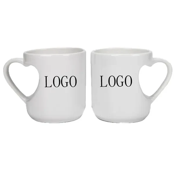 Custom Ceramic Heart Handle Mug Heat Transfer — Personalized Corporate Giveaway 1