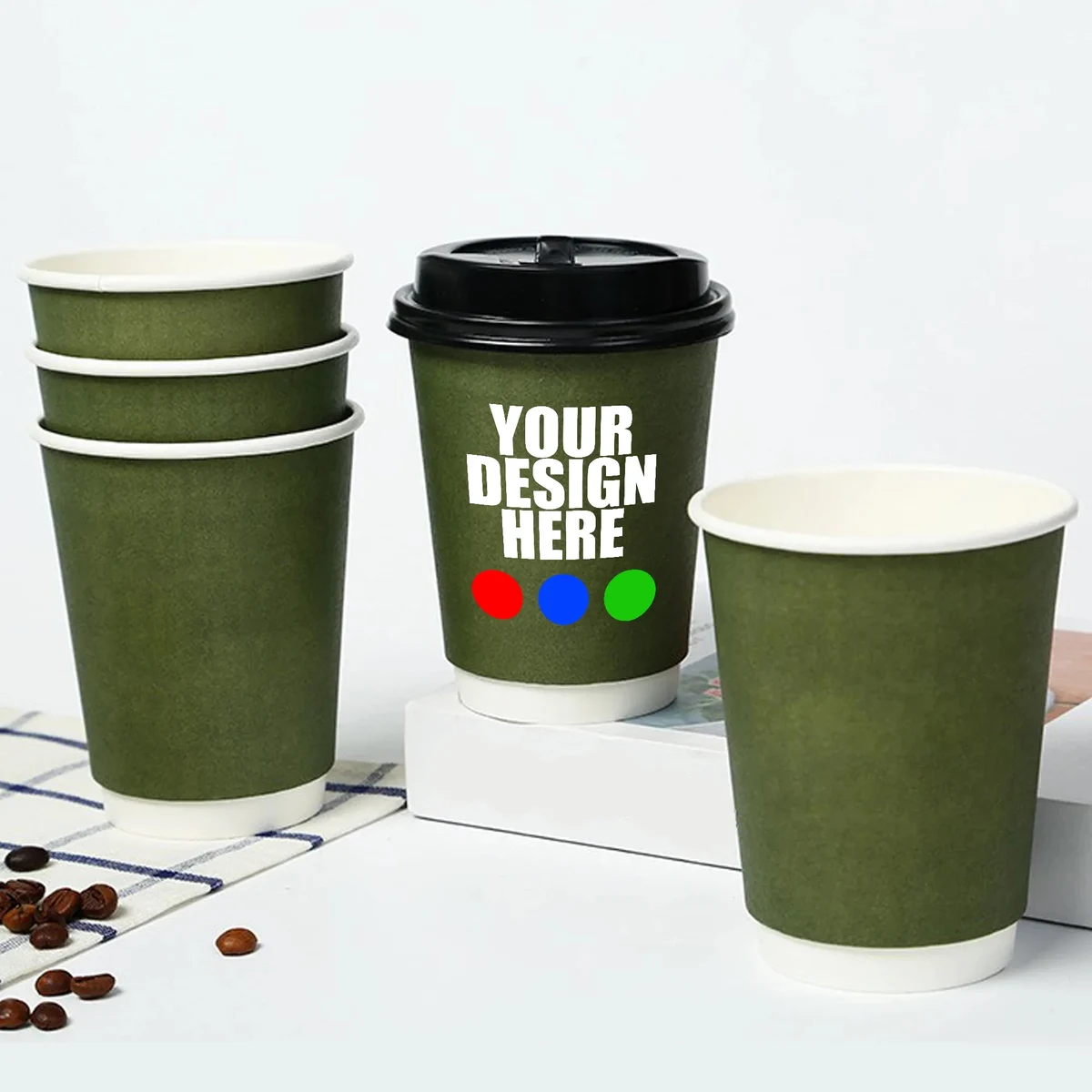12oz Double Wall Coffee Cup w/ Lid 1