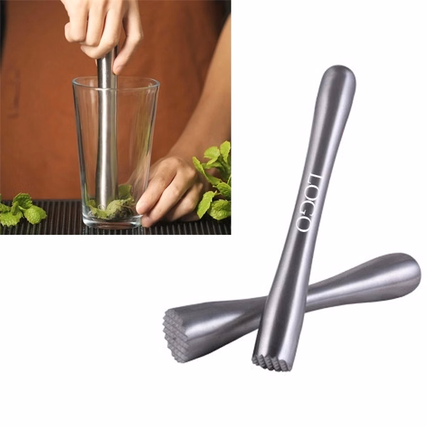 Stainless Steel Muddler with Serrated End