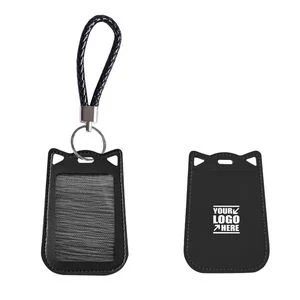 Cat Ear Shaped PU Leather Card Case With Keychain 1