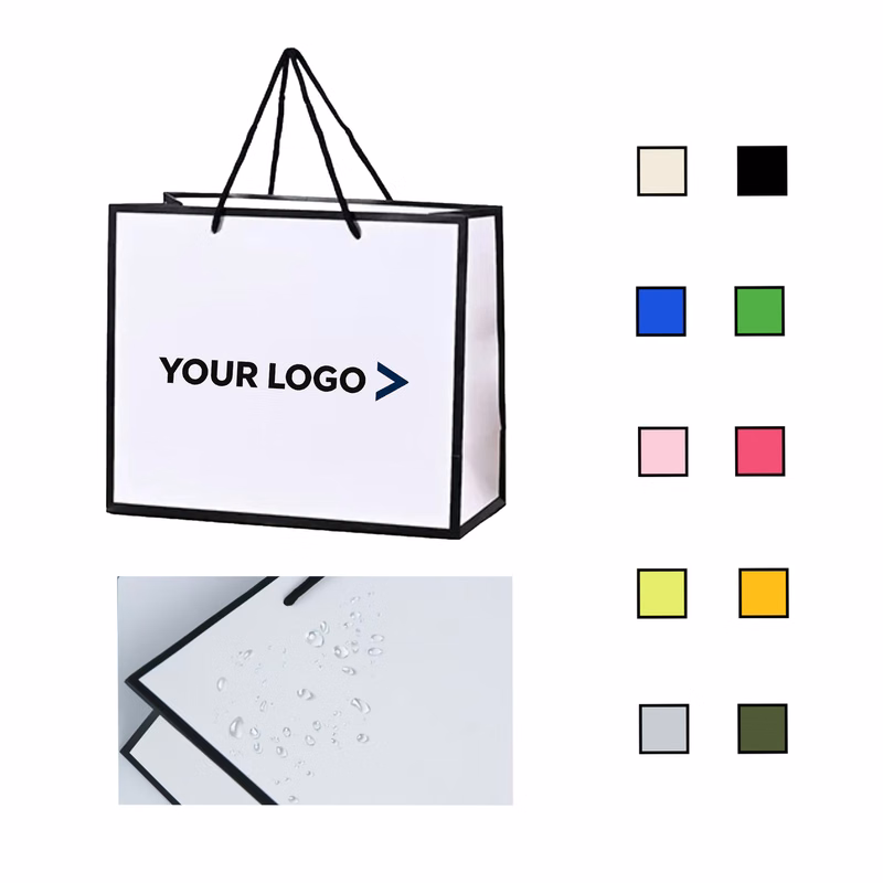 White Card Stock Paper Bag with Custom Logo