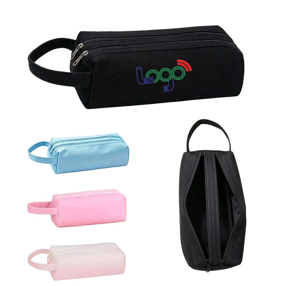 Oxford Double Layer Large Stainproof Pencil Case with Handle 1