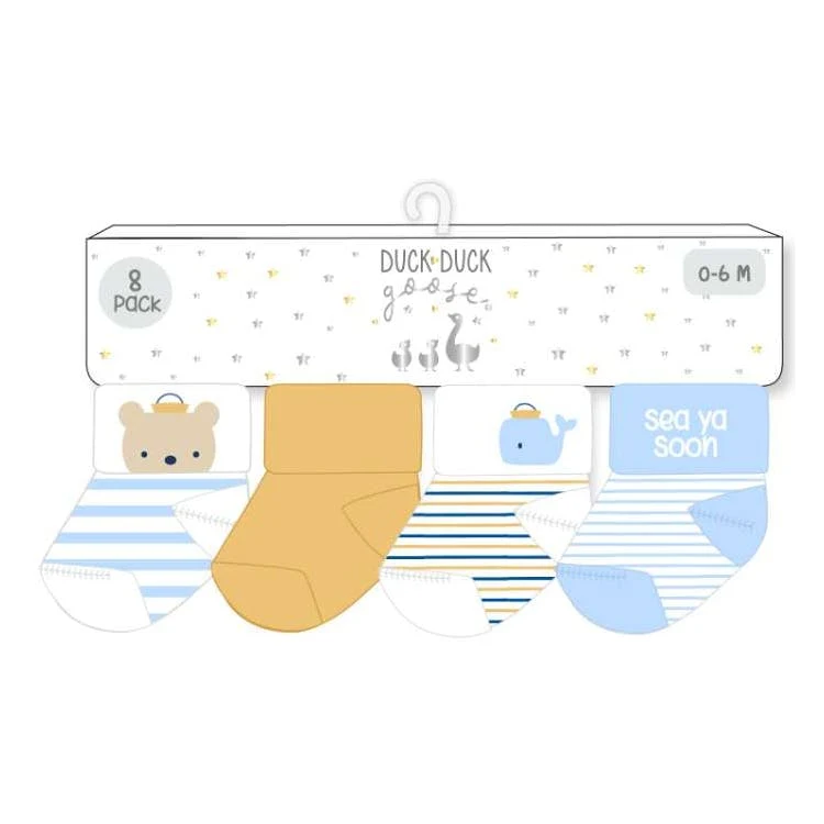 Flat Knit Socks - Size 0-12M 8pk 1