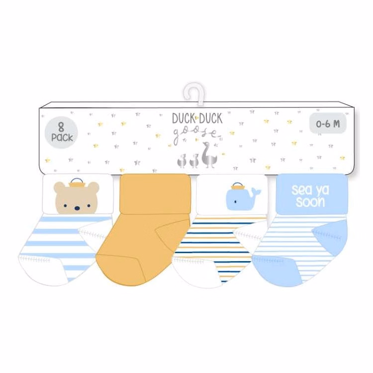 Flat Knit Socks - Size 0-12M 8pk