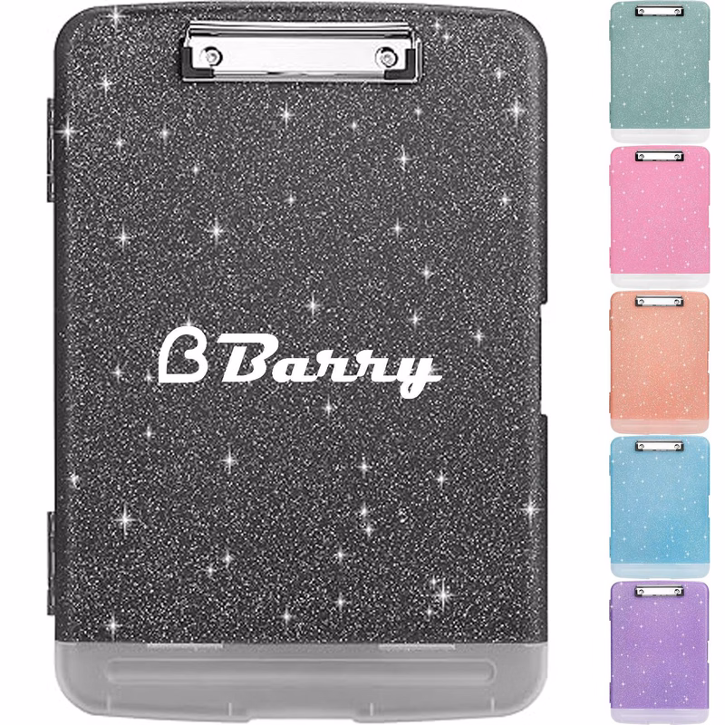 Glitter A4 Plastic Storage Clipboard w/ Pen Holder