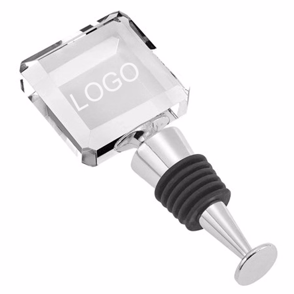 Square Etched Crystal Wine Stopper