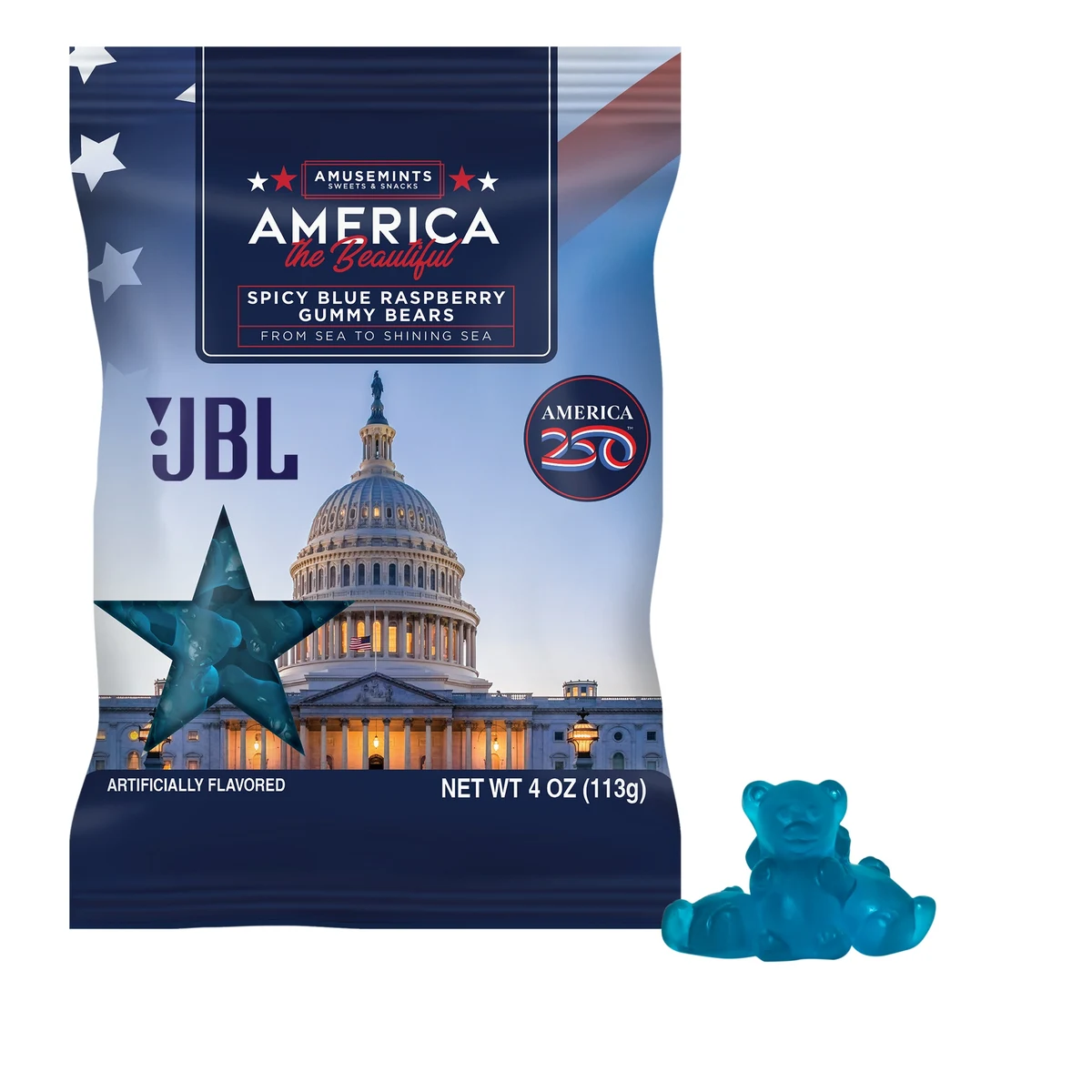 America 250- 4oz. Digibag-Blue Raspberry Gummy Bears 1