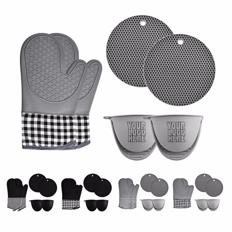 Silicone Oven Mitts and Potholders Set