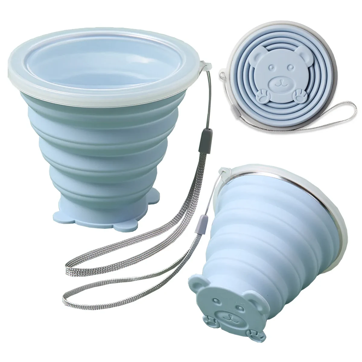 Silicone Folding Camping Reusable Portable Cup with Lids 1