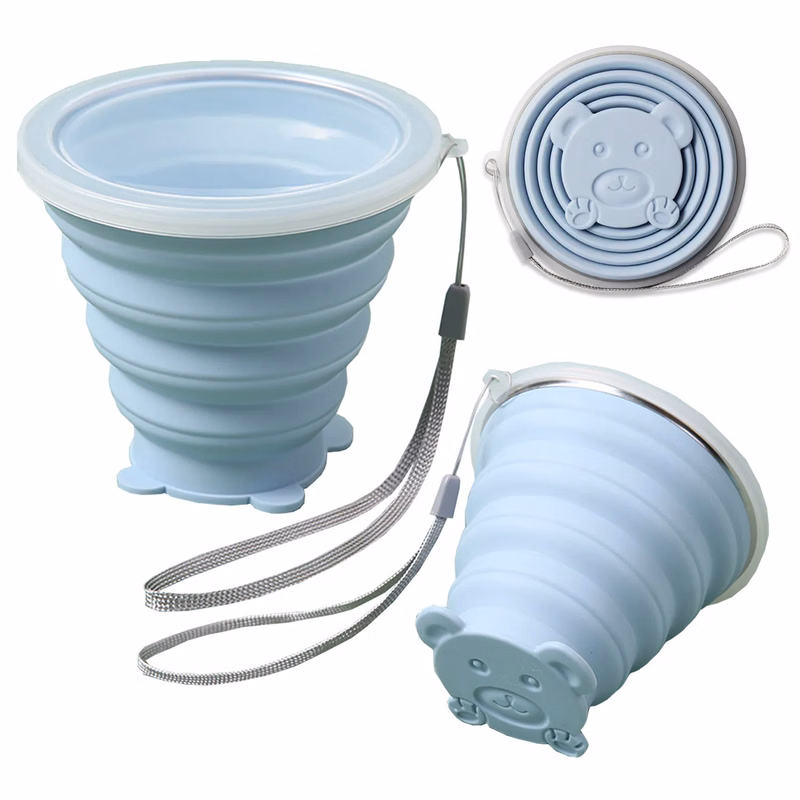 Silicone Folding Camping Reusable Portable Cup with Lids