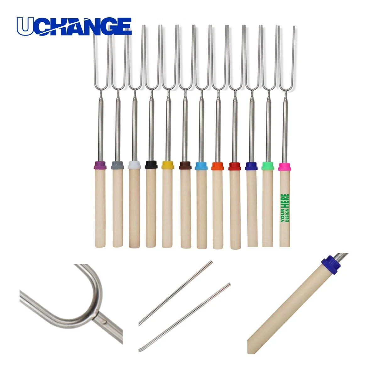 Stainless Steel Telescopic BBQ Skewer Tool 1