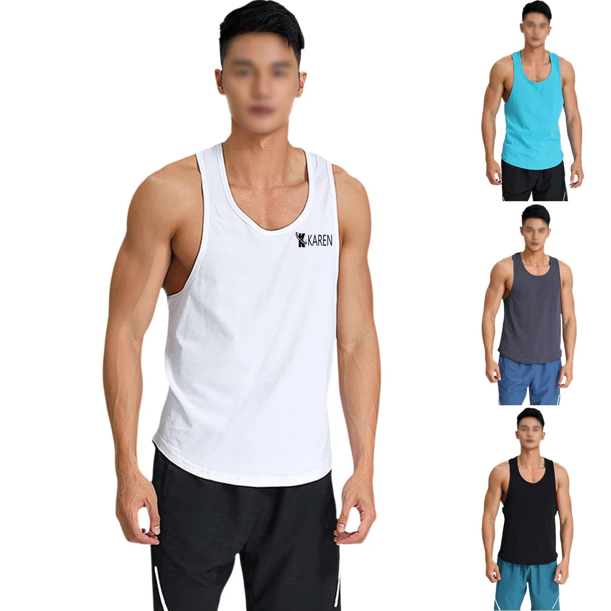 Men Solid Color Gym Tank Top 1