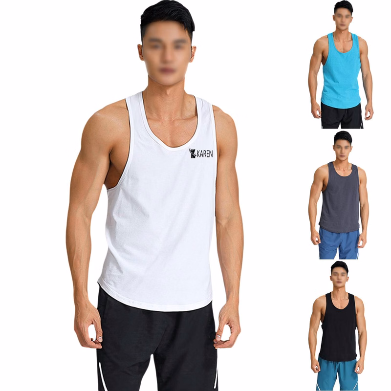 Men Solid Color Gym Tank Top
