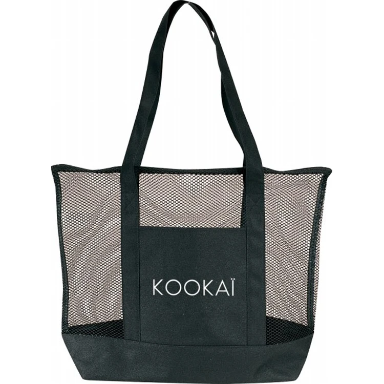 Deluxe Zippered Mesh Tote Bag, custom tote bag with logo imprint 1