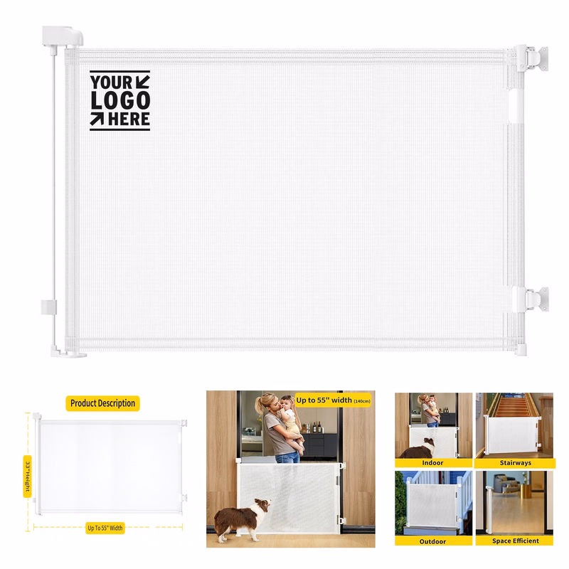 33"x55" Indoor Outdoor Retractable Child Baby Safety Mesh Dog Gate