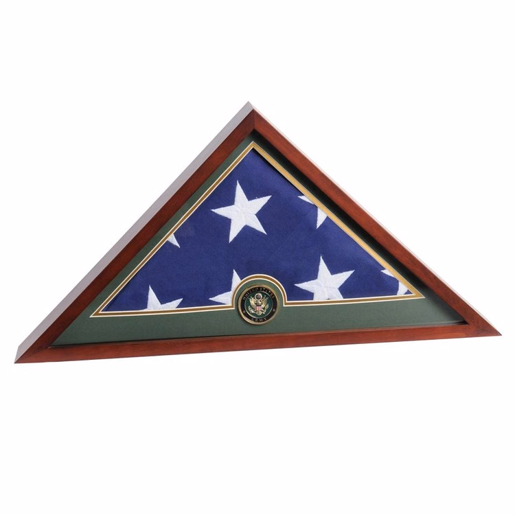 US Flag Display Case with Army Medallion - Display Case with Flag