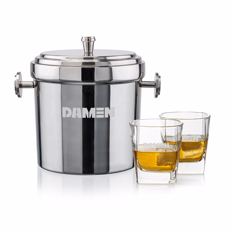 Milano Ice Bucket & Sterling On-the-Rocks Set
