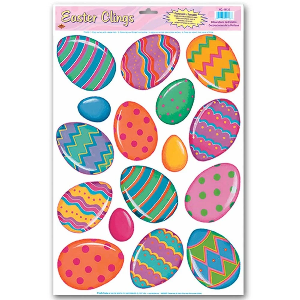 Color Bright Egg Clings - 16 Stickers Removable 1