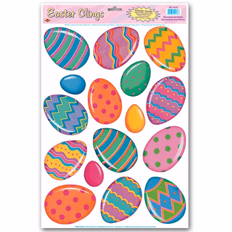 Color Bright Egg Clings - 16 Stickers Removable