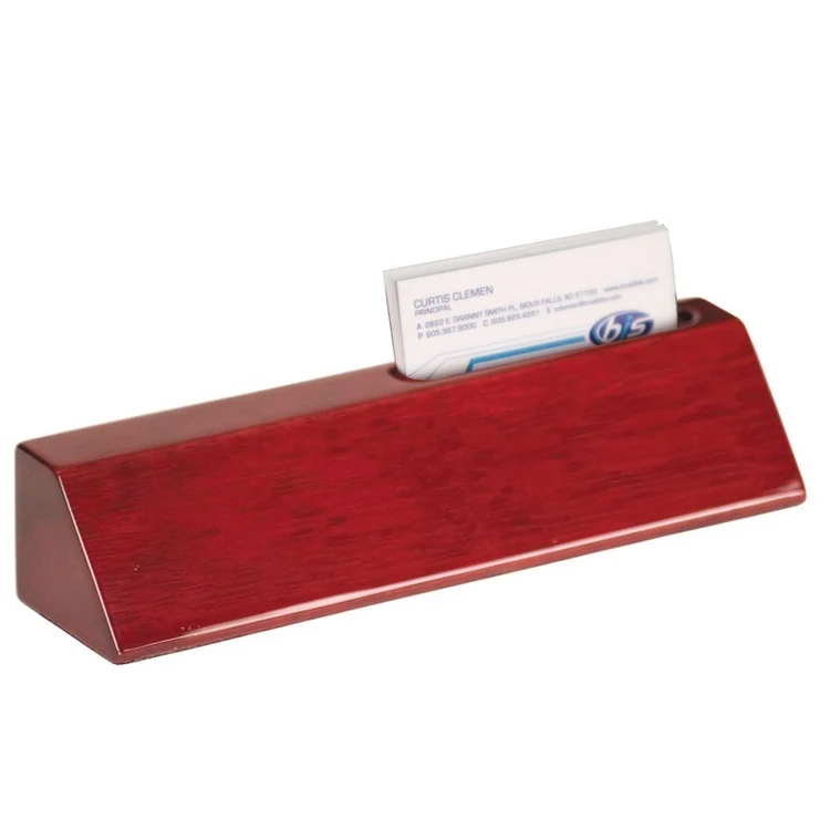 2" x 10" Rosewood Piano Finish Desk Wedge with Business Card Holder 1