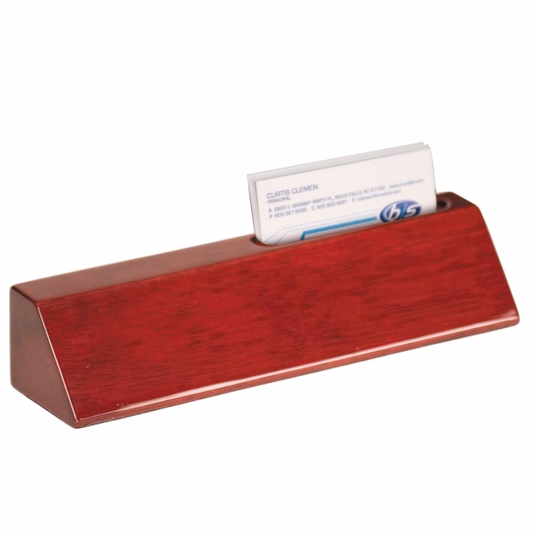 2" x 10" Rosewood Piano Finish Desk Wedge with Business Card Holder