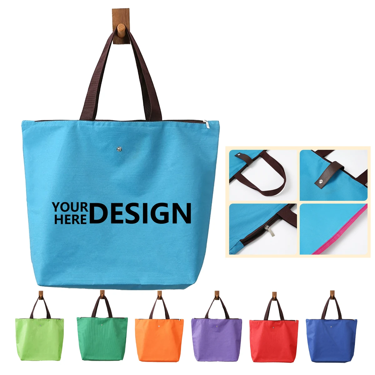 Portable Foldable Oxford Cloth Shopping Bag, custom tote bag with logo imprint 1