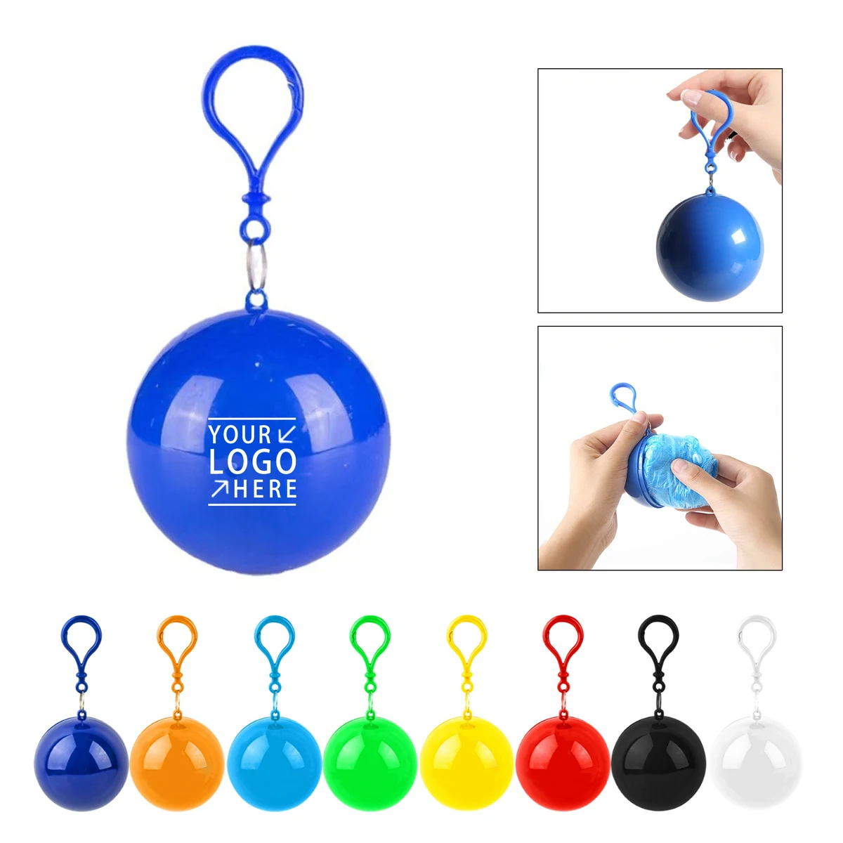 Portable Rain Poncho Ball with Clip 1