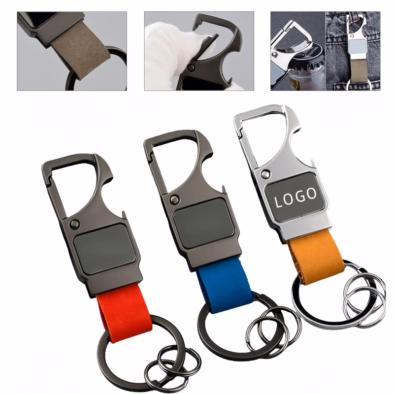 Leather Bottle Opener Keychain With Waist Hook For Car Home