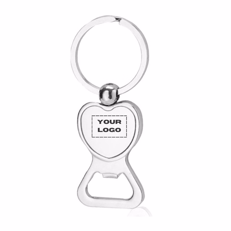 Metal Heart Shaped Bottle Opener Keychain