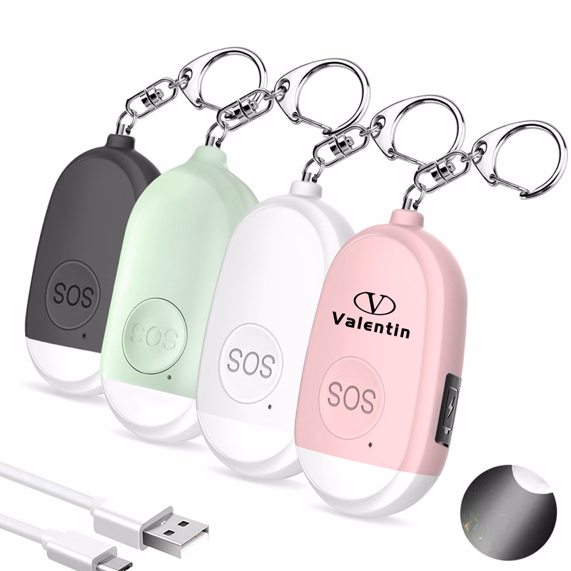 Rechargeable Personal Safety Alarm Keychain With Flashlight