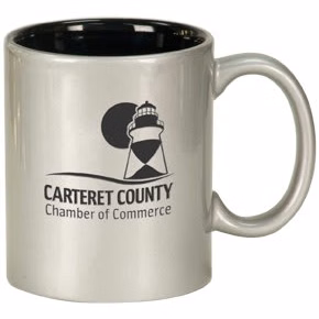 11 oz. Silver/Black Ceramic Round LazerMug