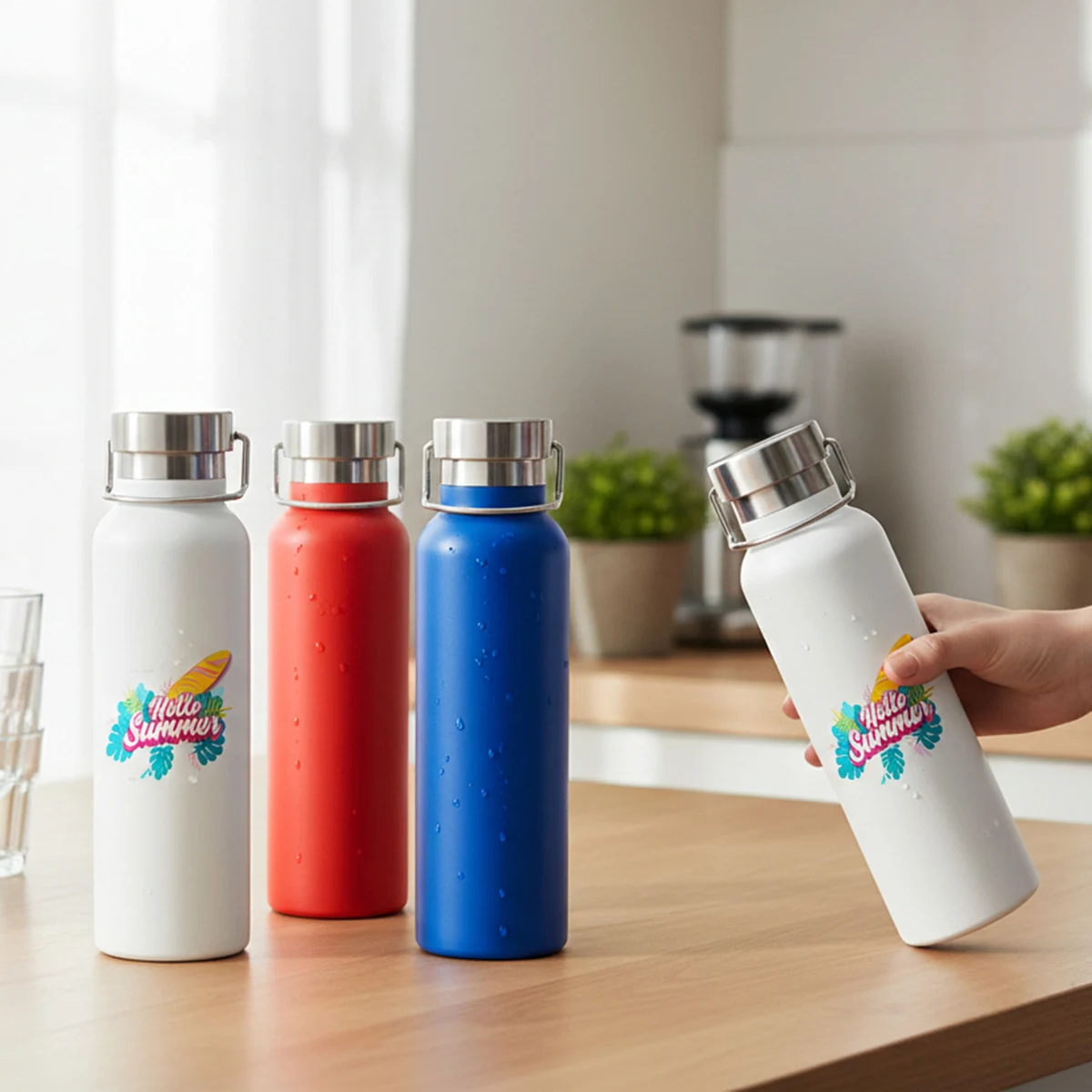 20 oz. Double Wall Stainless Steel Vacuum Water Bottle w/Stainless Steel Lid, custom water bottle with logo imprint 1