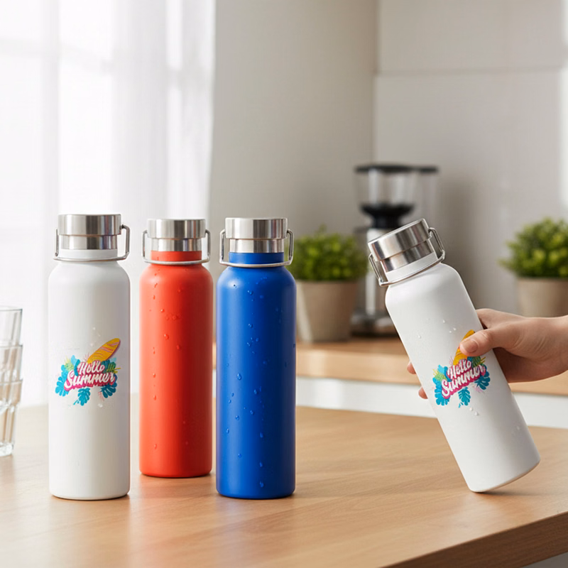 20 oz. Double Wall Stainless Steel Vacuum Water Bottle w/Stainless Steel Lid