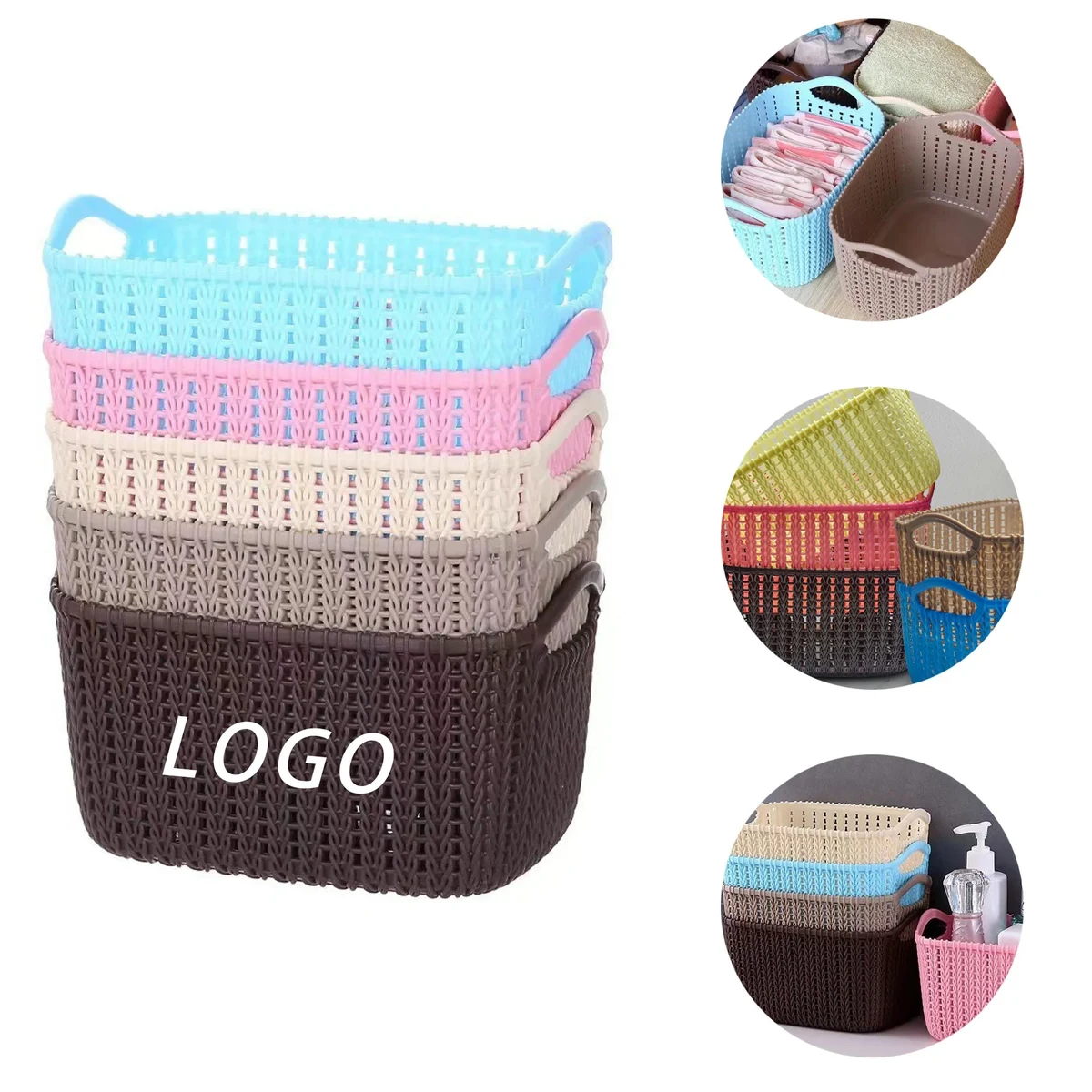Rattan-Style Storage Basket With Logo For Storage And Organi 1