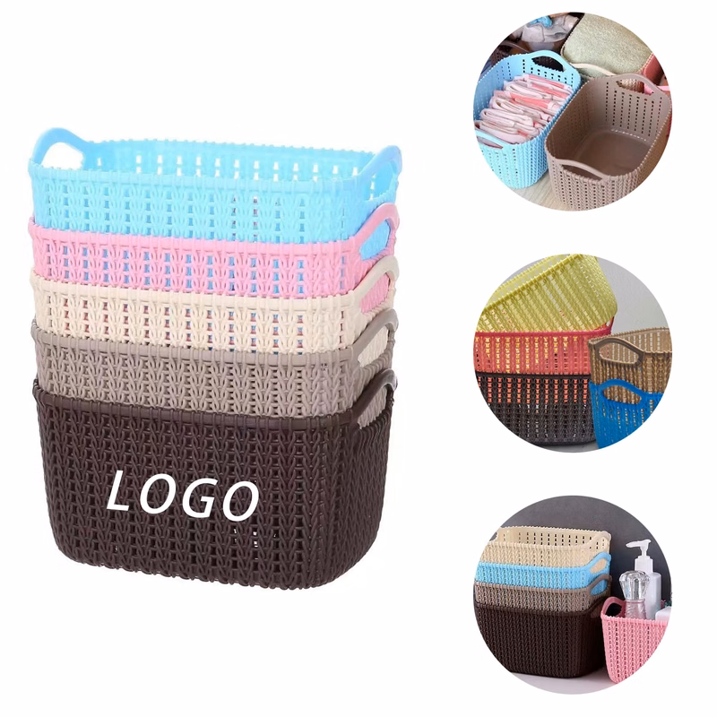Rattan-Style Storage Basket With Logo For Storage And Organi