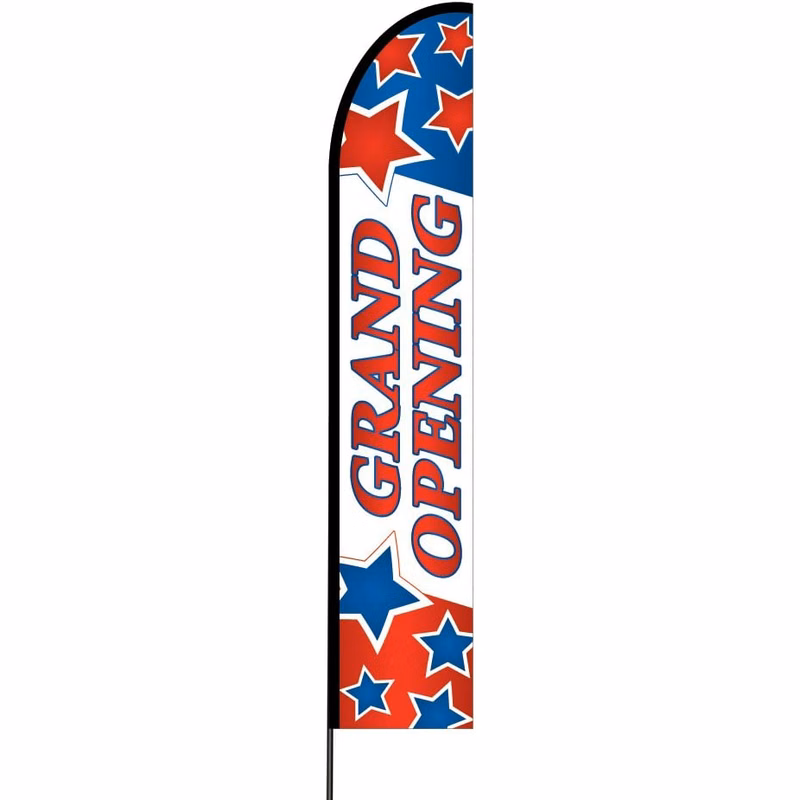 Grand Opening Flag Kit 15' Feet Feather Flag Sign Outdoor Banner