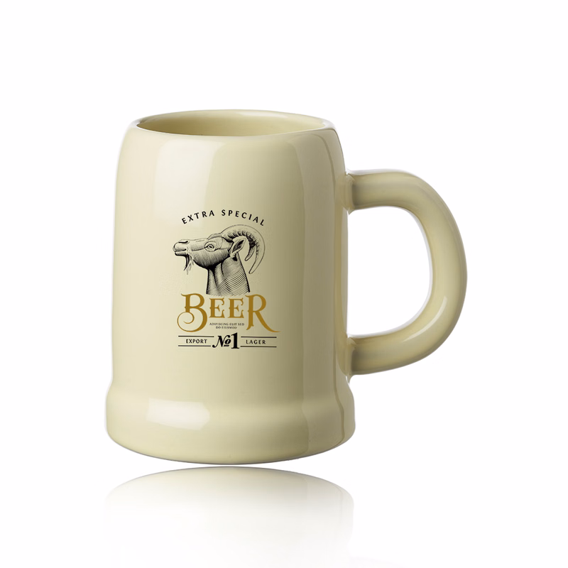 24 oz. Beige Ceramic Beer Mug