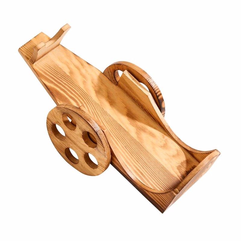 LIGHT WOOD WINE BOTTLE CART