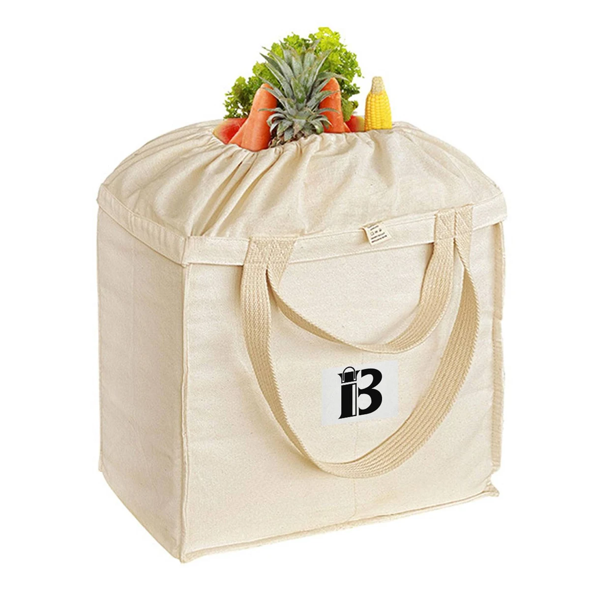 Foldable Reusable Canvas Shopping Tote Bag w/ Handles, custom tote bag with logo imprint 1
