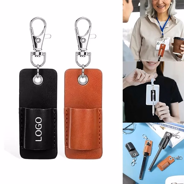 Leather Keychain Pen Holder with Ideal for Nurses Teachers