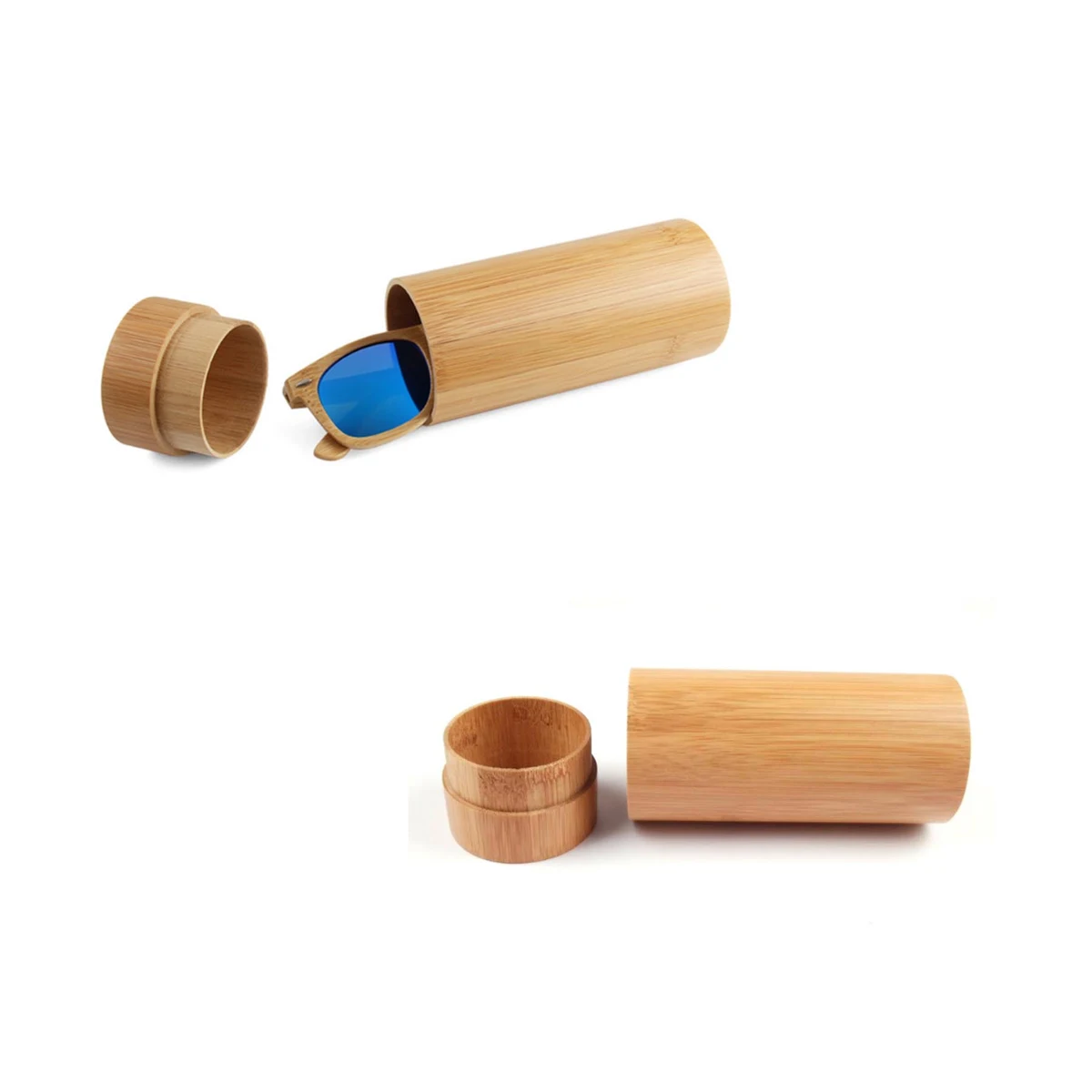 Bamboo And Wood Cylinder Sunglasses Case 1