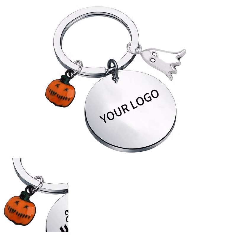 Stainless Ghost Bat Halloween Keychain