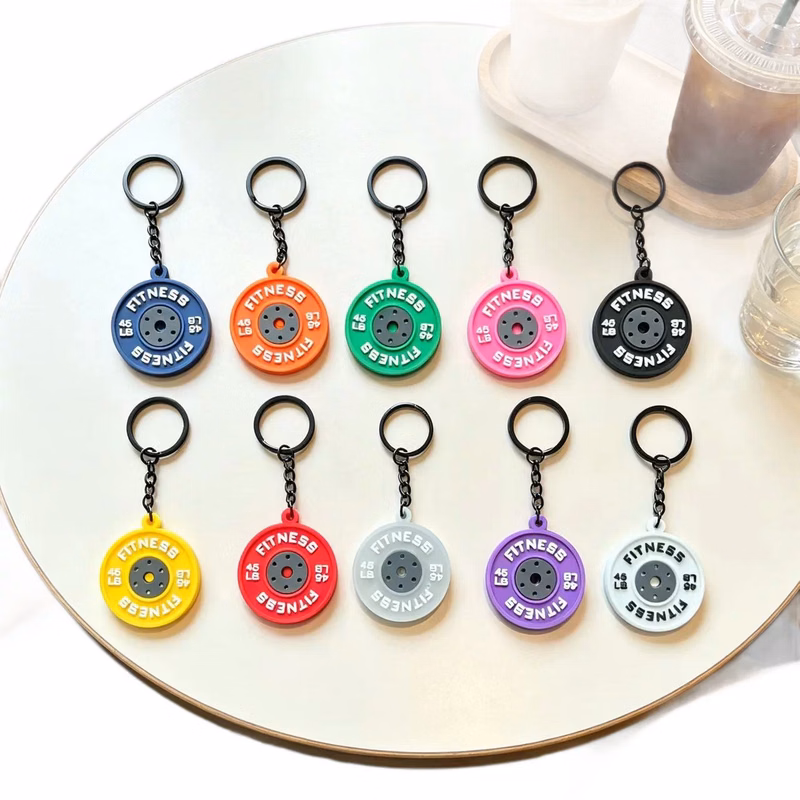 Custom Fitness Weight Plate & Kettlebell Silicone Keychain