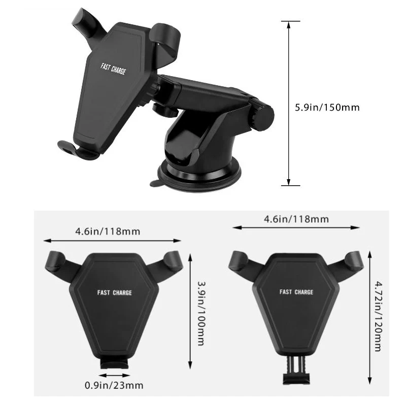 Wireless Car Charger with Touch Sensitive Clamp 10W Fast 1
