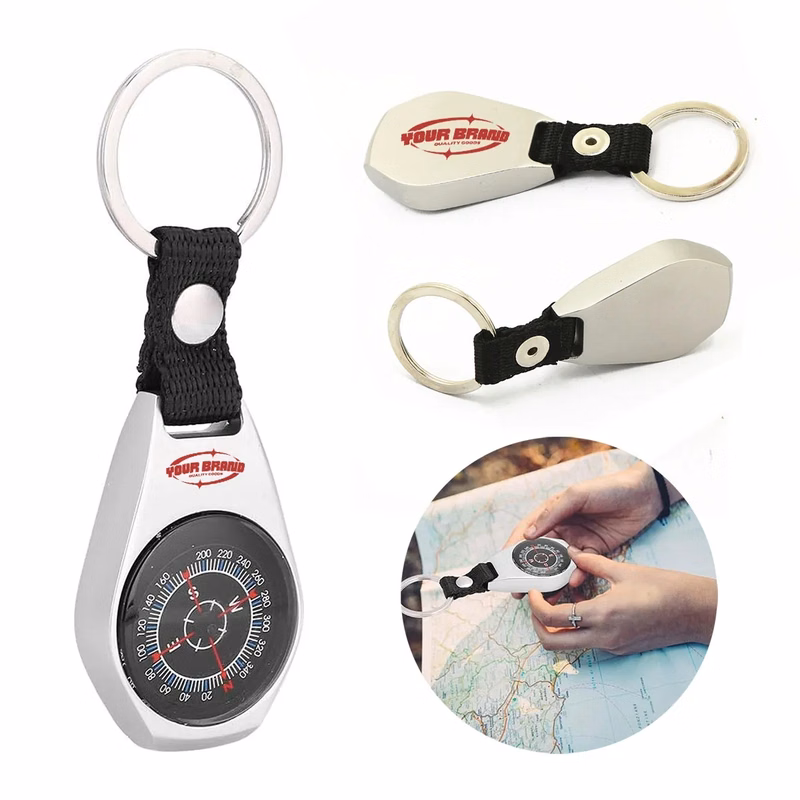 Outdoor Portable Compass Alloy Handheld Pendant Key Chain