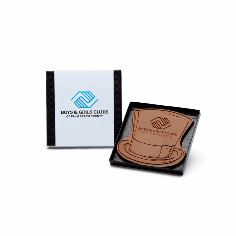 4"x4" Custom Decorated Chocolate Shape with Classic Custom Packaging